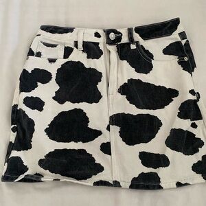 Denim Cow Print Skirt